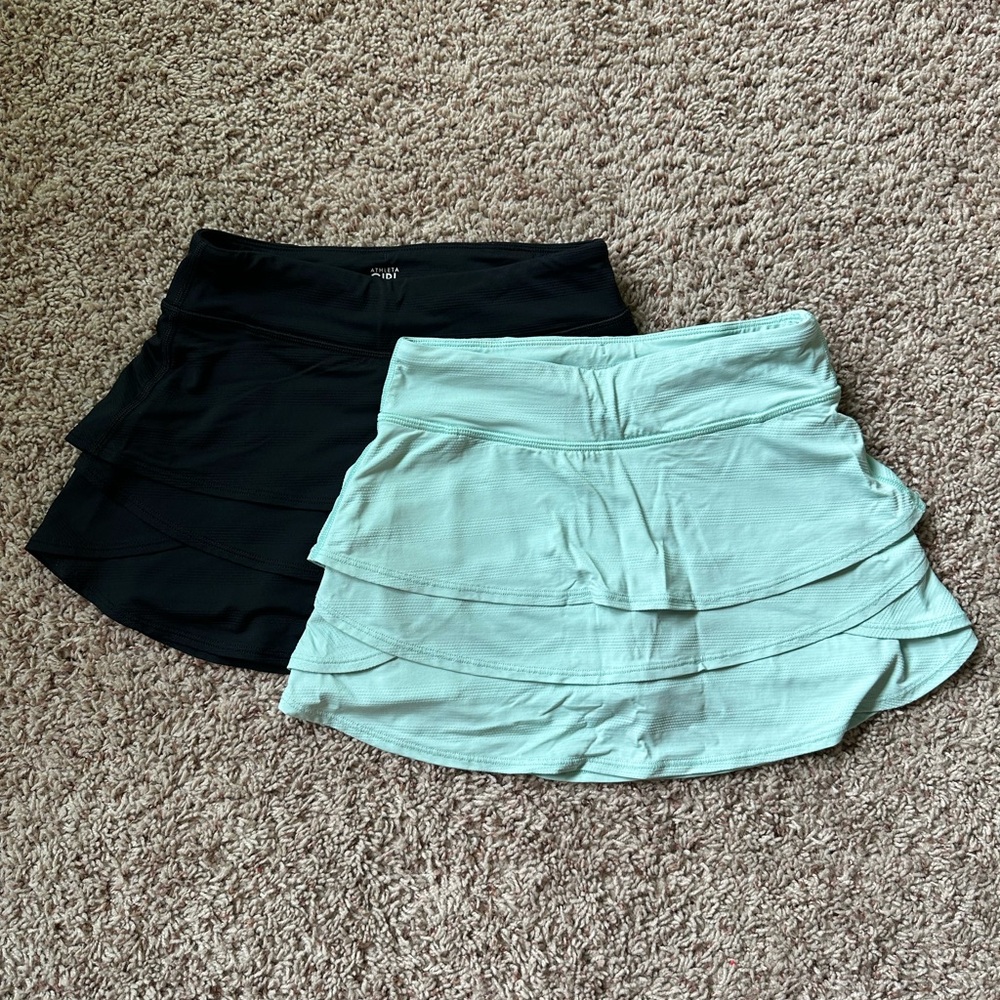 Athleta Kids Skorts in Black and Mint Green